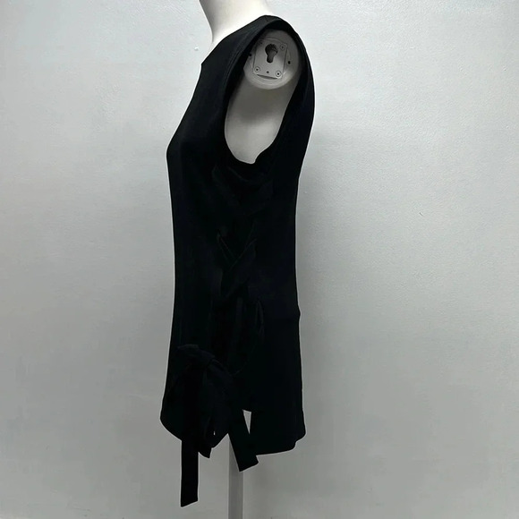 Derek Lam 10 Crosby Tank Top Sleeveless Shirt Blouse Braided Side Black Size 6 - Picture 2 of 9
